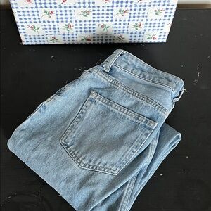 H&M Light Blue Denim straight leg high waist Jeans 90s style